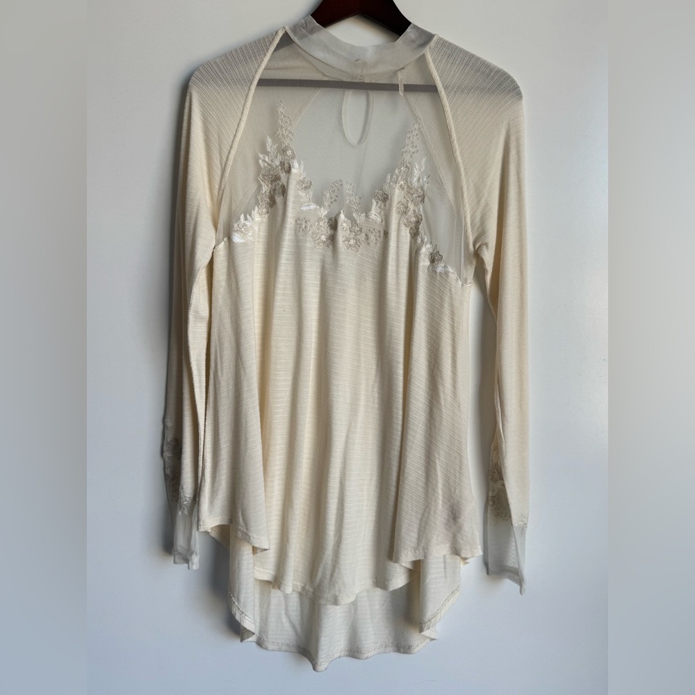 Free People Saheli Embroidered Mesh XS bohemian tunic delicate ethereal sheer - Picture 2 of 12